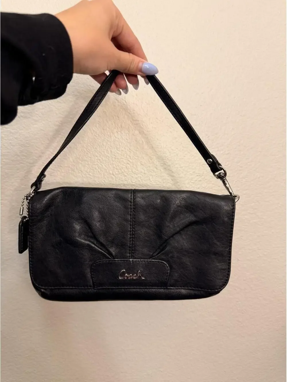 Black Leather Coach Wristlet
